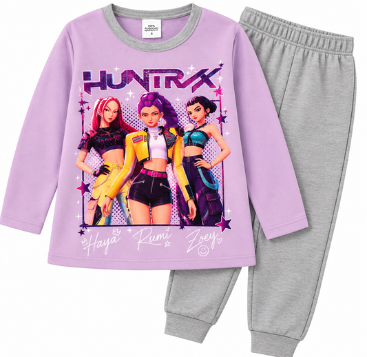 Pijama K-Pop Demon Hunters Lilás e Cinza