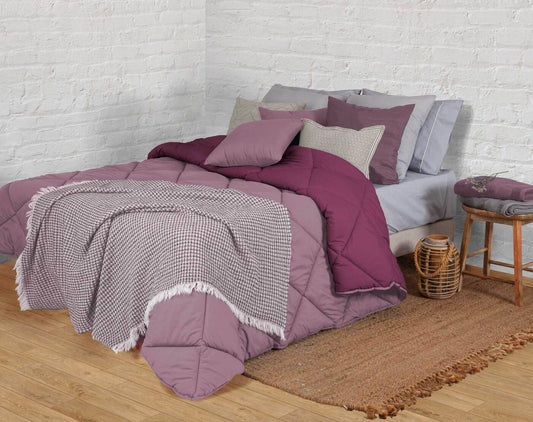 Edredom de Aquecimento Dupla Face Bicolor Lilás e Rosa Escuro