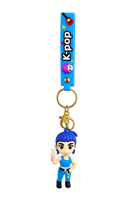 Porta-Chaves Zoey K-Pop com fita Azul