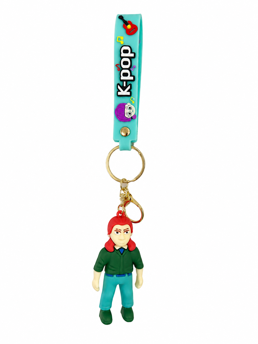 Porta-Chaves K-Pop Verde com fita Verde Água