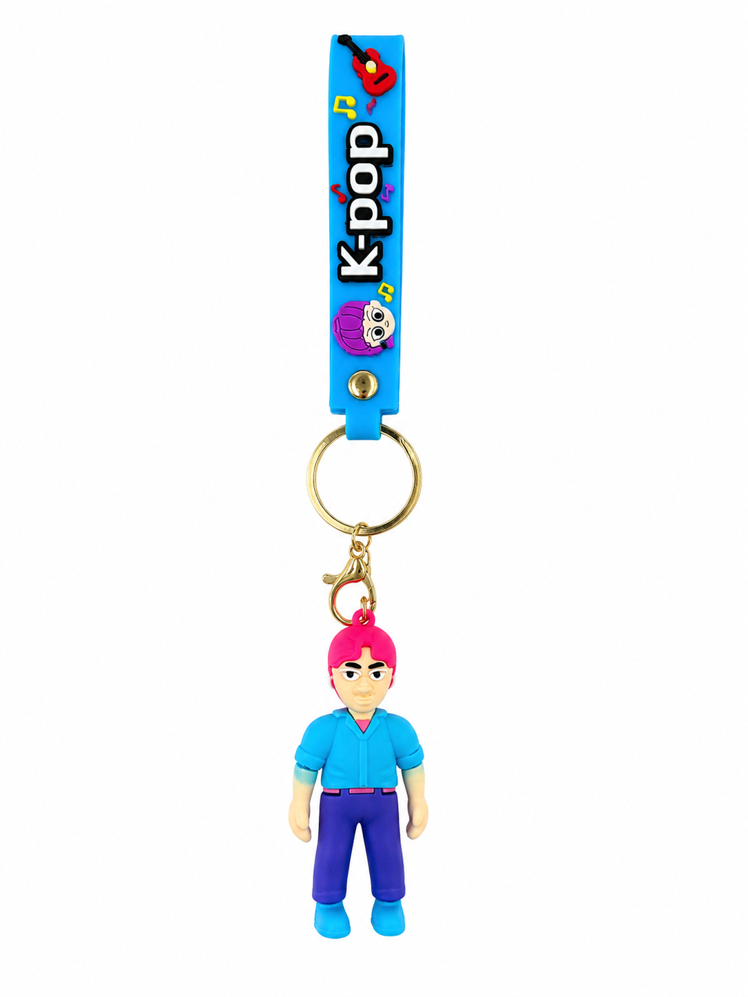 Porta-Chaves K-Pop Azul com fita Azul