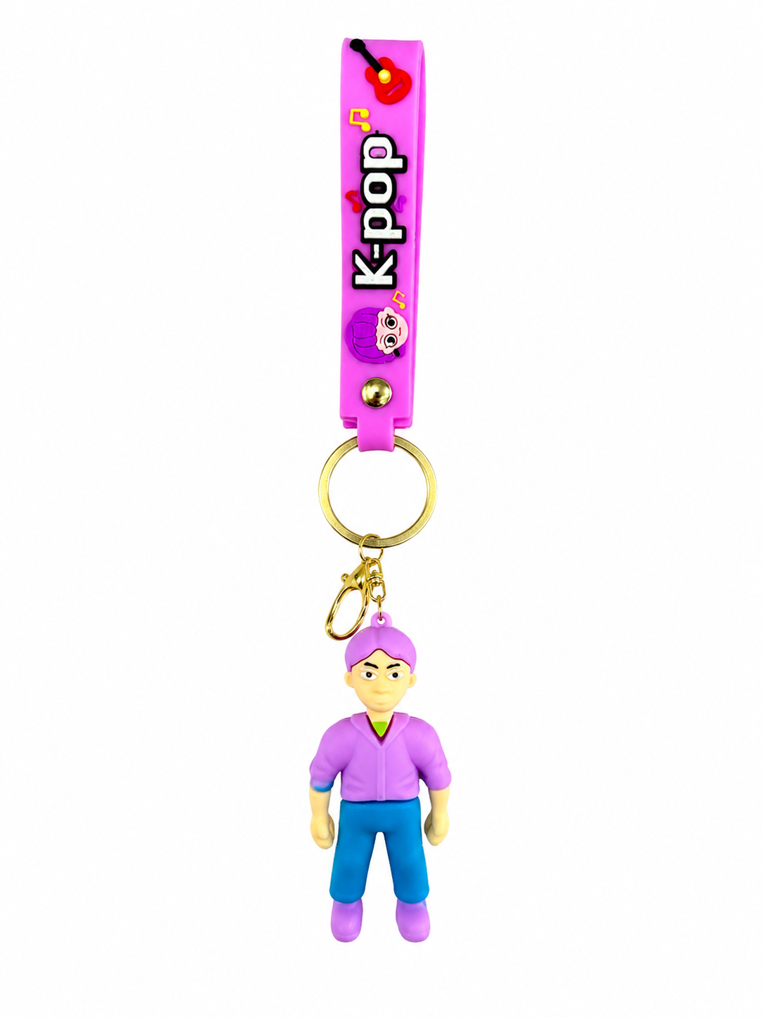 Porta-Chaves K-Pop Roxo com Fita Rosa