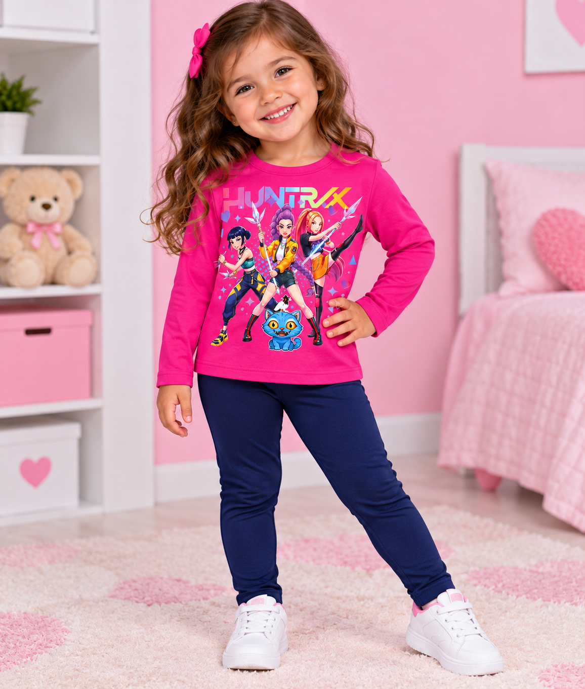 Fato de Treino Infantil Guerreiras K-Pop Rosa e Azul Marinho