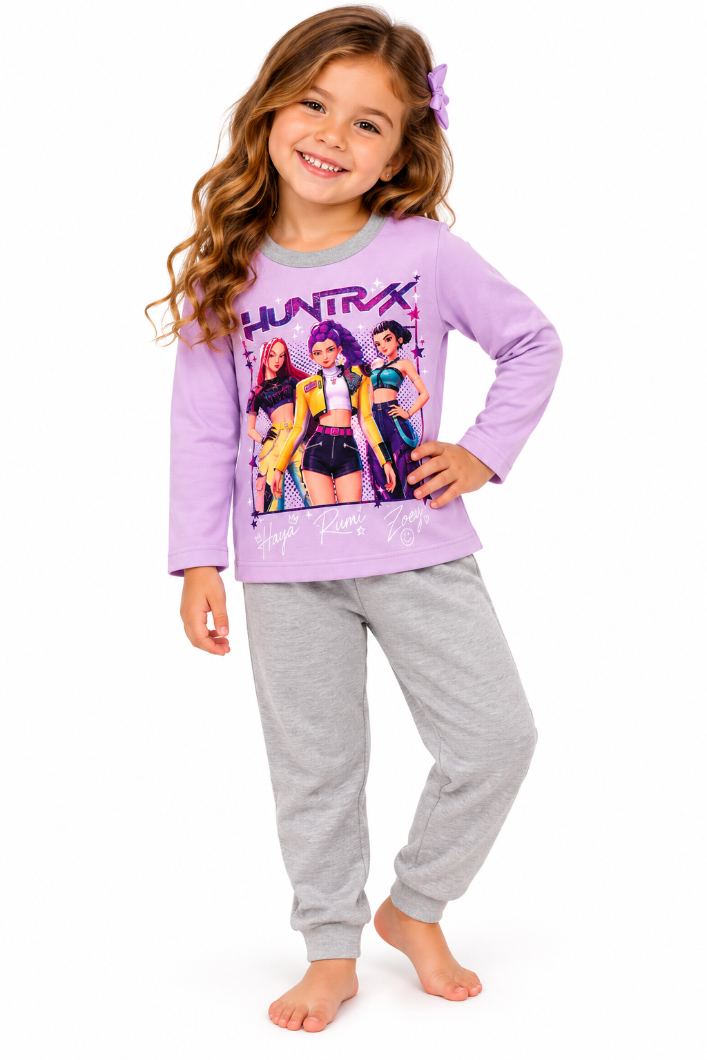 Pijama K-Pop Demon Hunters Lilás e Cinza