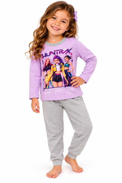 Pijama K-Pop Demon Hunters Lilás e Cinza