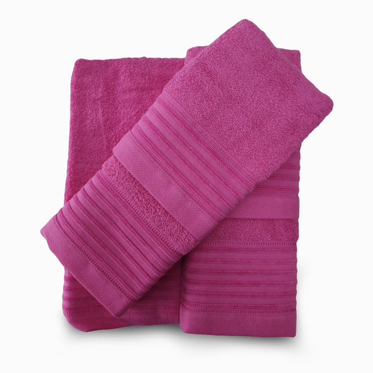 Jogo de Banho Jacquard 6 Peças Rosa
