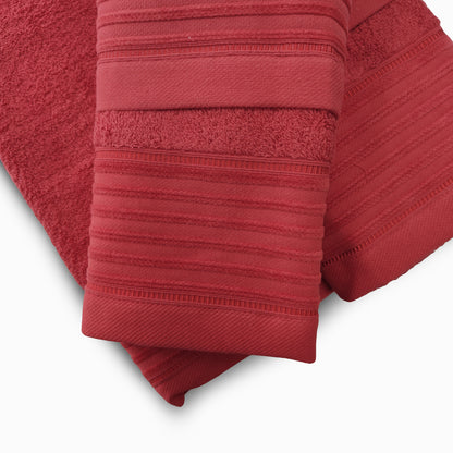 Jogo de Banho Jacquard 6 Peças Vermelho