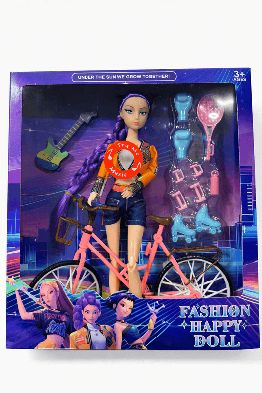 Boneca Rumi K-Pop Huntrix com Bicicleta e Acessórios