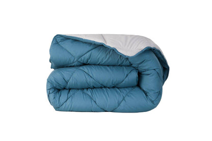 Edredom de Aquecimento Dupla Face Bicolor Azul Petróleo e Cinza