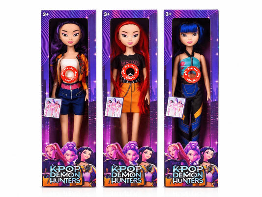 Conjunto 3 Bonecas K POP Demon Hunters 40 cm- Rumi, Mira e Zoey c/ música