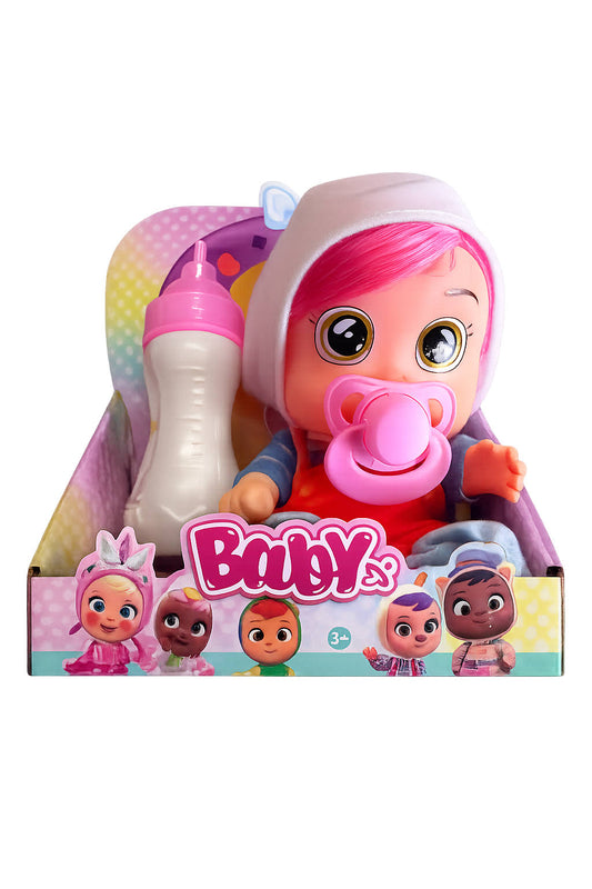 Boneca Cry Babies com Biberão – Boneca Bebé Interativa c/ choro Rosa