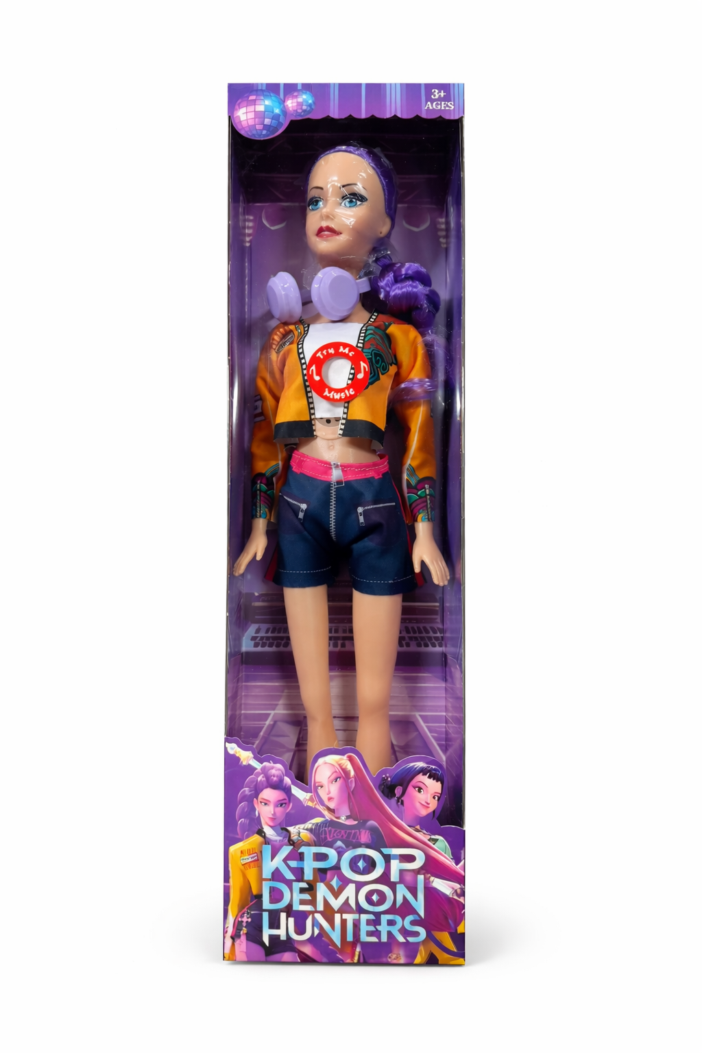 Boneca K POP Demon Hunters Rumi c/phones e c/ música 60 cm